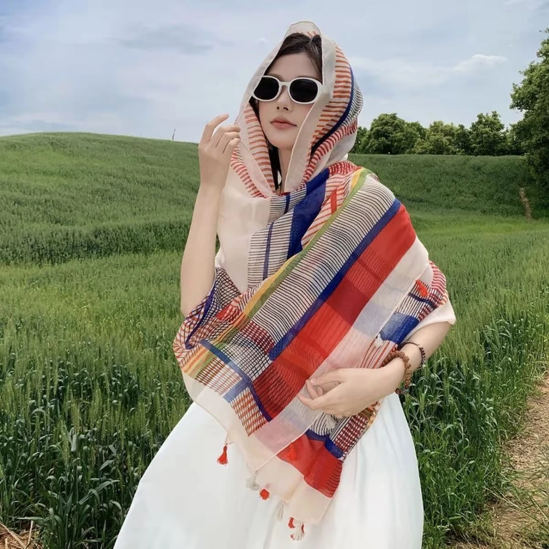 【盘扣民族风】披肩云南青海旅游穿搭围巾薄款