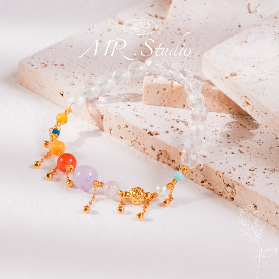 木润【彩虹】S925银白水晶彩虹手串