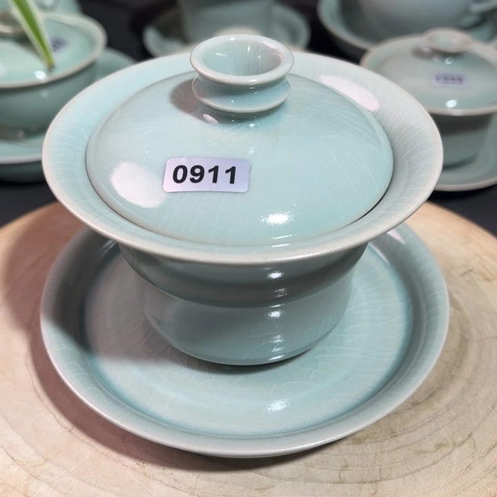 汝瓷0911微瑕竹节盖碗