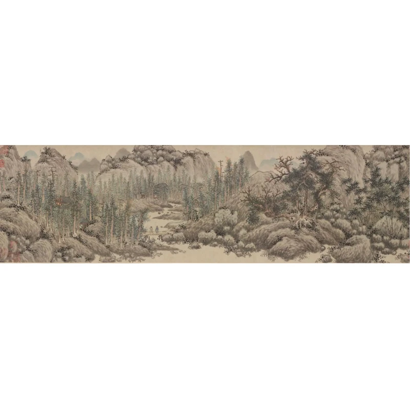 [高清复刻]明·沈周《蜀山秦树图》长卷，馆藏级艺术微喷工艺装饰画