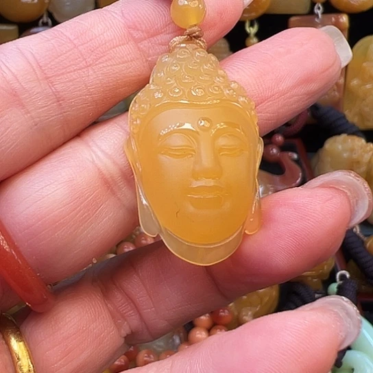 石英质玉（黄龙玉）合金颈饰