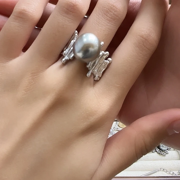 海水珍珠戒指银S925镶嵌