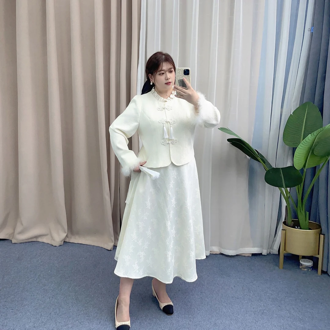 31133春季文艺复古女装涤纶长袖大码女装时尚套装工厂批发