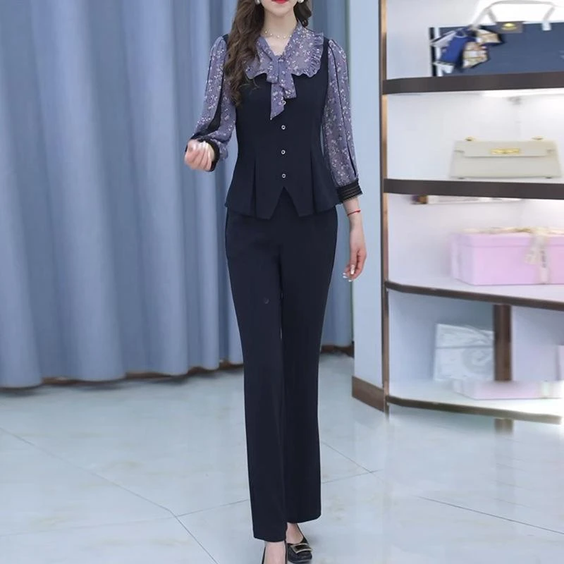 高档时尚洋气质套装女早春2025新款修身显瘦妈妈装职业显瘦两件套