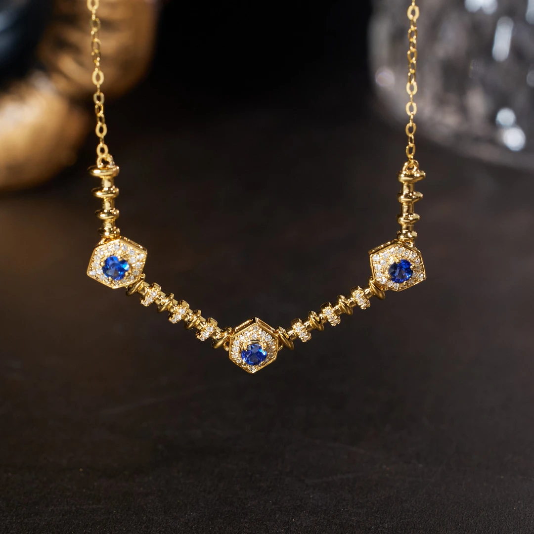 【玉峰珠宝】蓝宝石项链*18K金镶嵌 XB-S1549