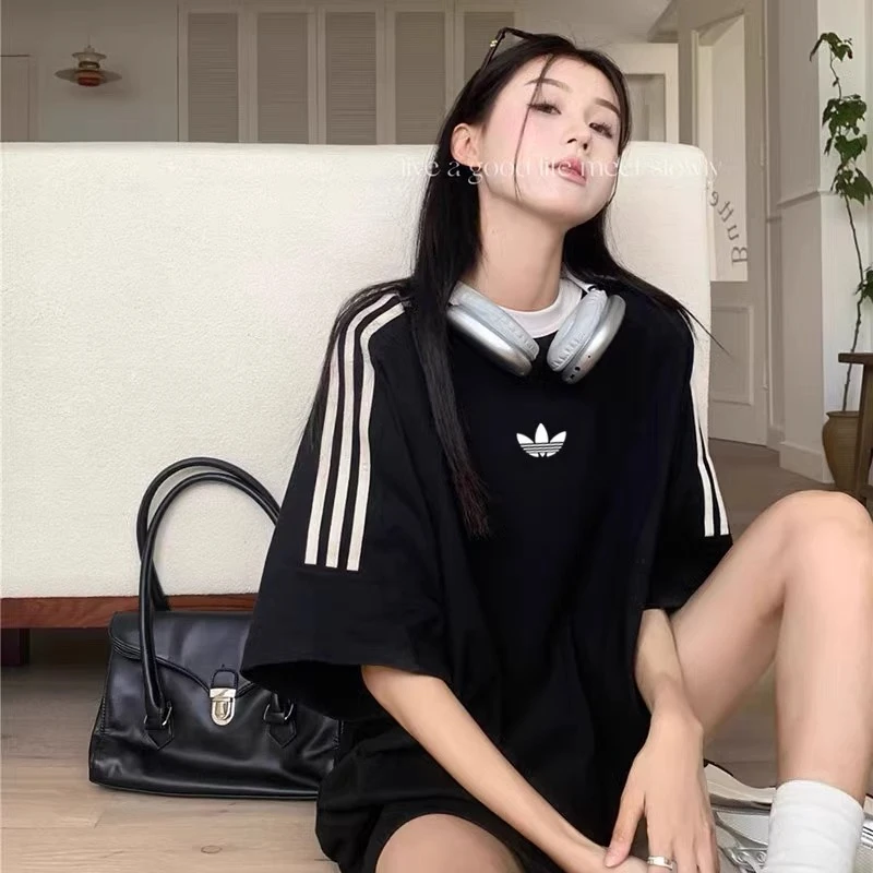 原创潮牌白色短袖t恤女夏季纯棉宽松圆领半袖体恤INS港风百搭上衣
