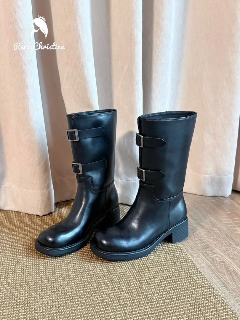 ReneChristine|4.5cm|秋冬时装靴粗跟长靴骑士女靴短靴高筒马靴