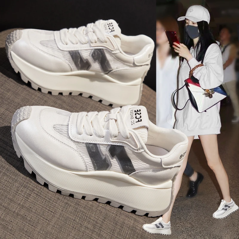 【品牌正品】DR网面透气休闲运动鞋女2025新款爆款夏季小白鞋厚底