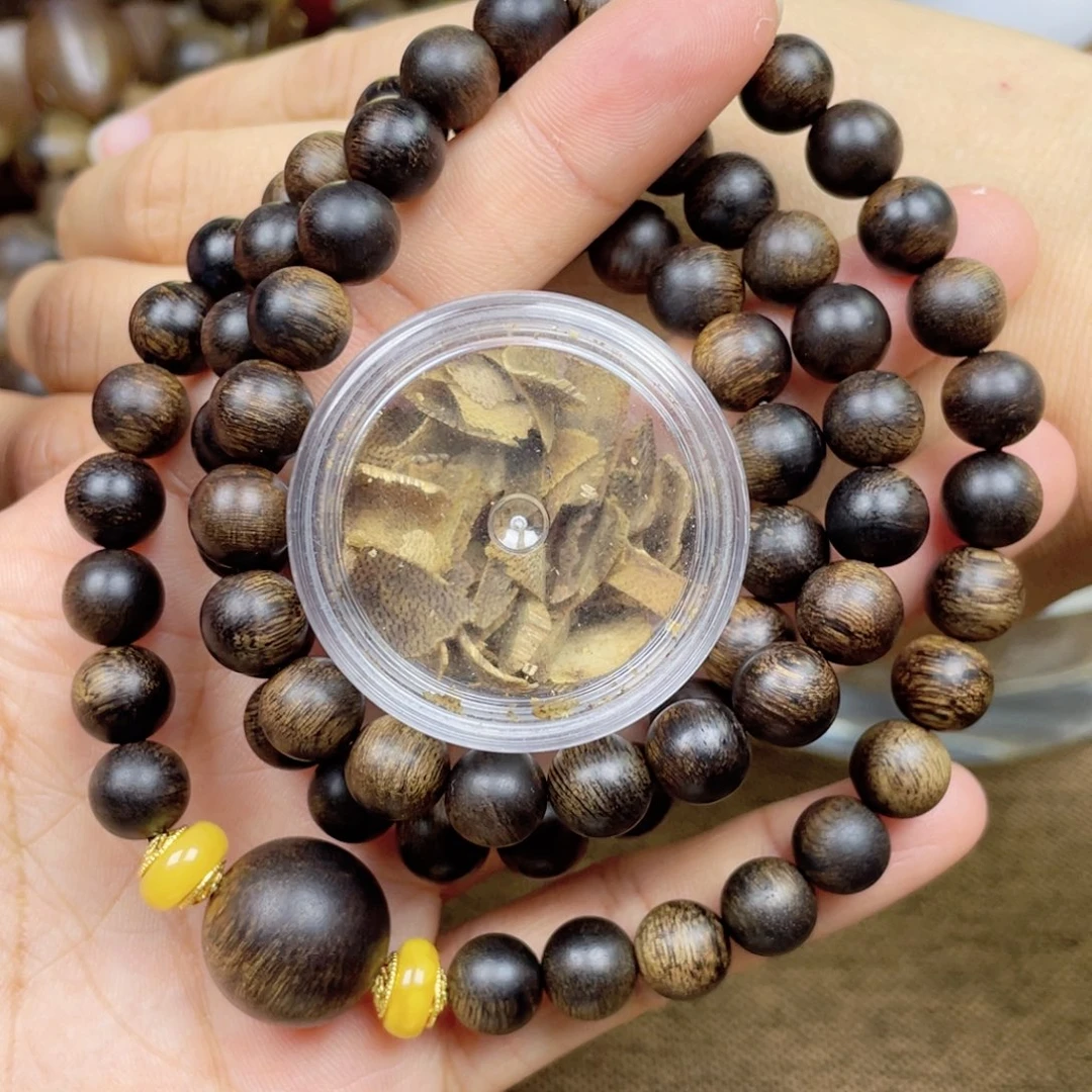 沉香碎屑沉香黛****记➕沉香佛珠越南芽庄紫奇楠玉化瘤疤