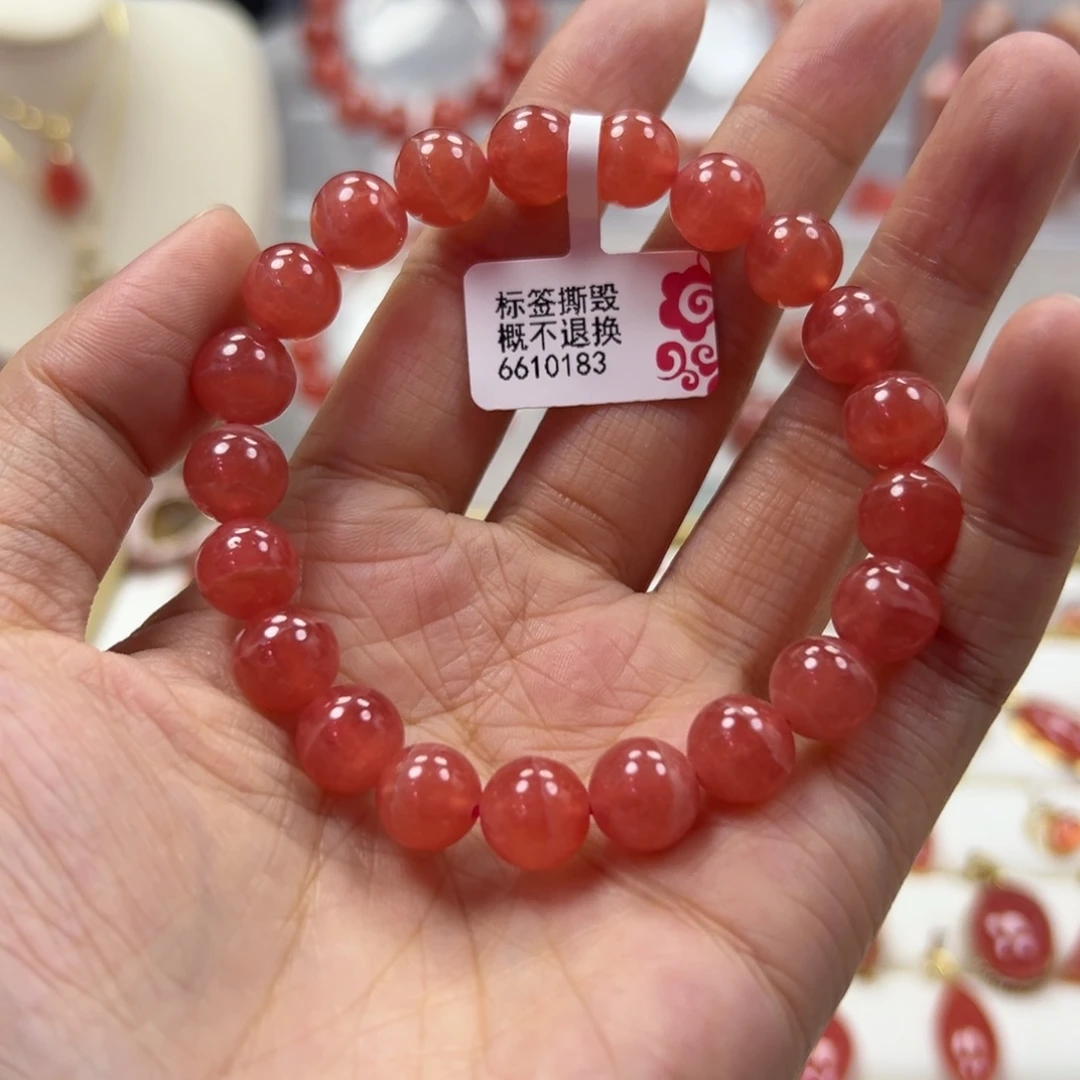 未镶嵌菱锰矿（红纹石）手串