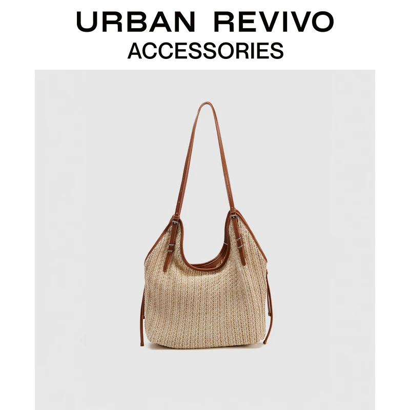 URBAN REVIVO2025秋季新款女假日感编织托特单肩包UAWB50046