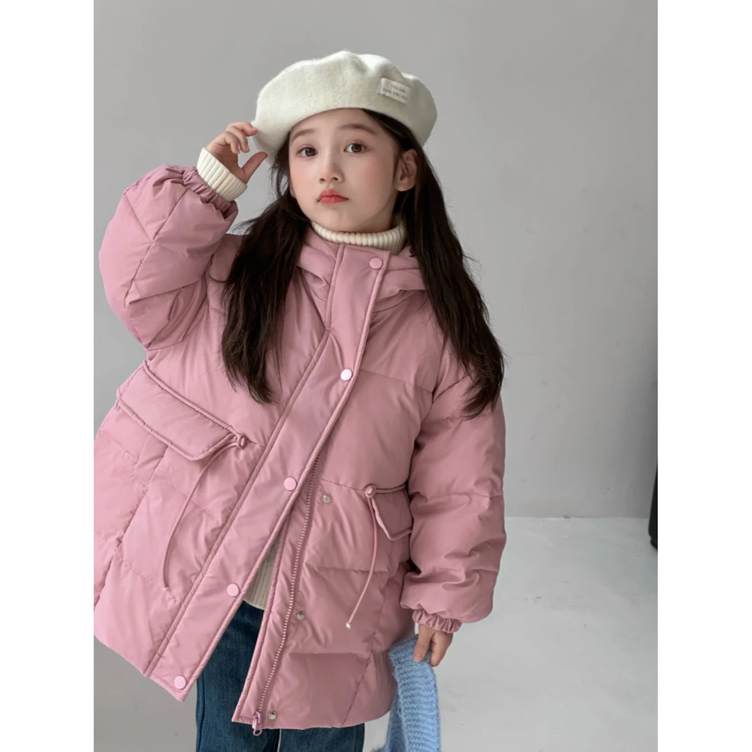 恩姐定制2024时尚秋冬女童儿童保暖款抽绳三色洋气羽绒服EN28019