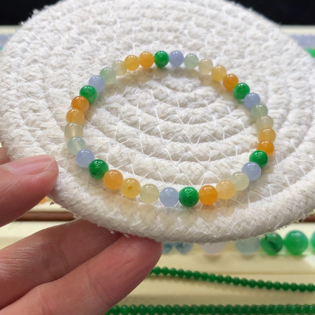 定制翡翠未镶嵌5mm多宝手串 毛货抛光