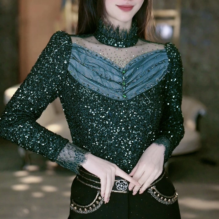 SEJI/瑟纪12.28【宴会女王】法式重工气质时尚修身百搭上衣