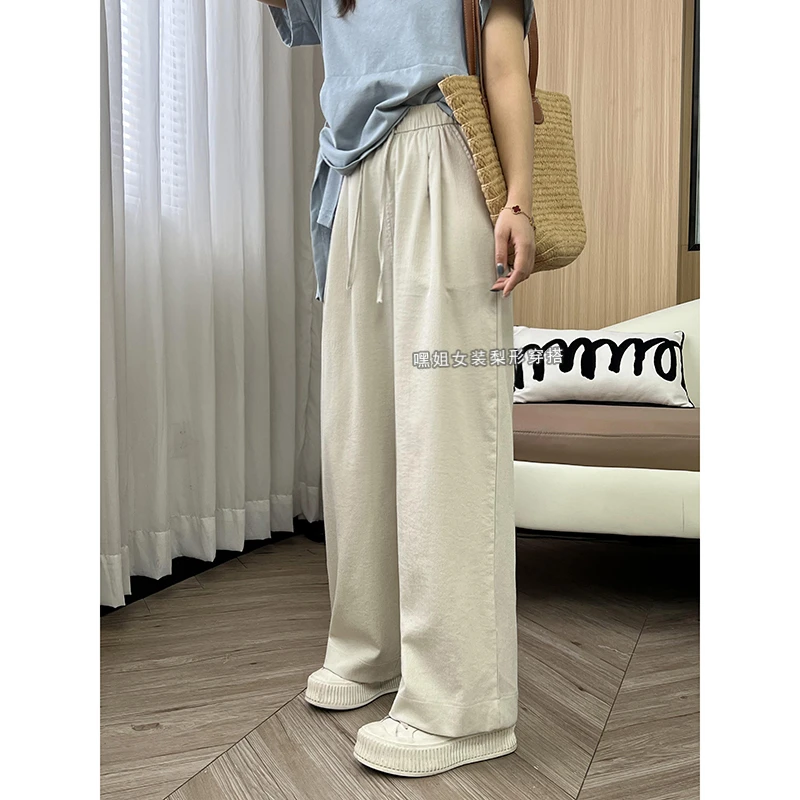 【百搭裤】舒服到起飞~韩版显瘦抽绳直筒裤裤子女时尚休闲裤夏薄