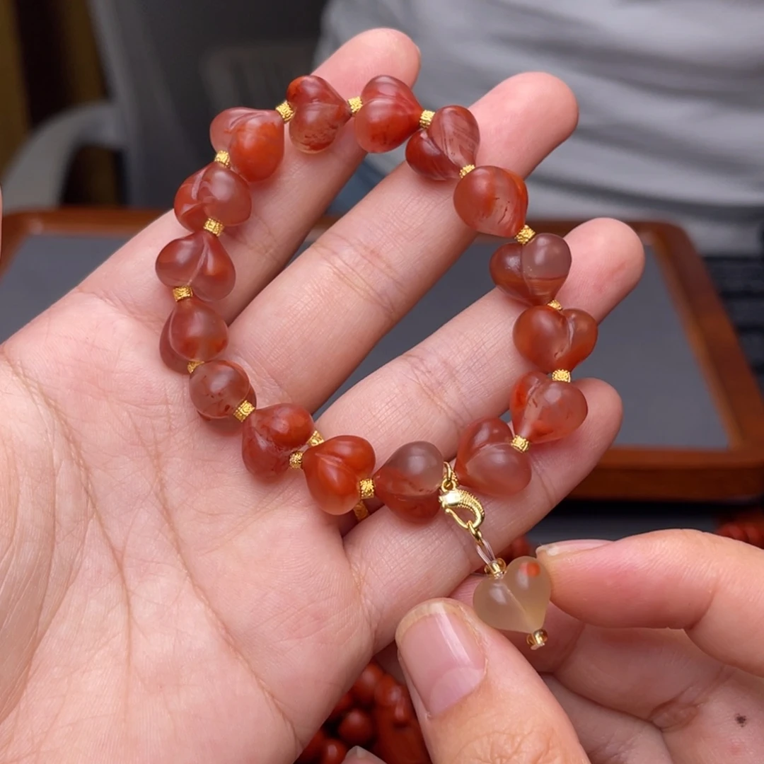 南红玛瑙配饰银S925镀金镶嵌