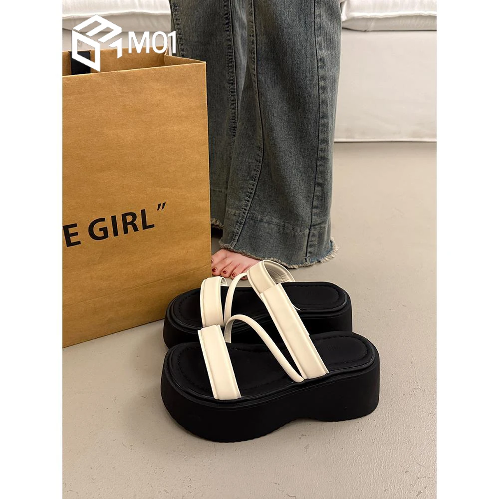 M01法式厚底拖鞋女夏外穿时尚高级感2025超火配裙子外出增高凉拖