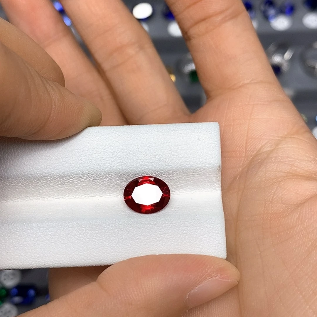 合成（培育）红宝石裸石未镶嵌璇**?3.41ct定制戒指