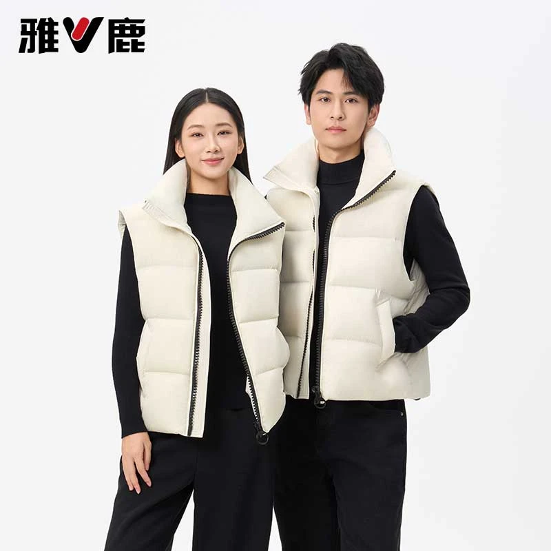 雅鹿男装2025秋冬立领羽绒马甲休闲宽松保暖情侣款背心羽绒服