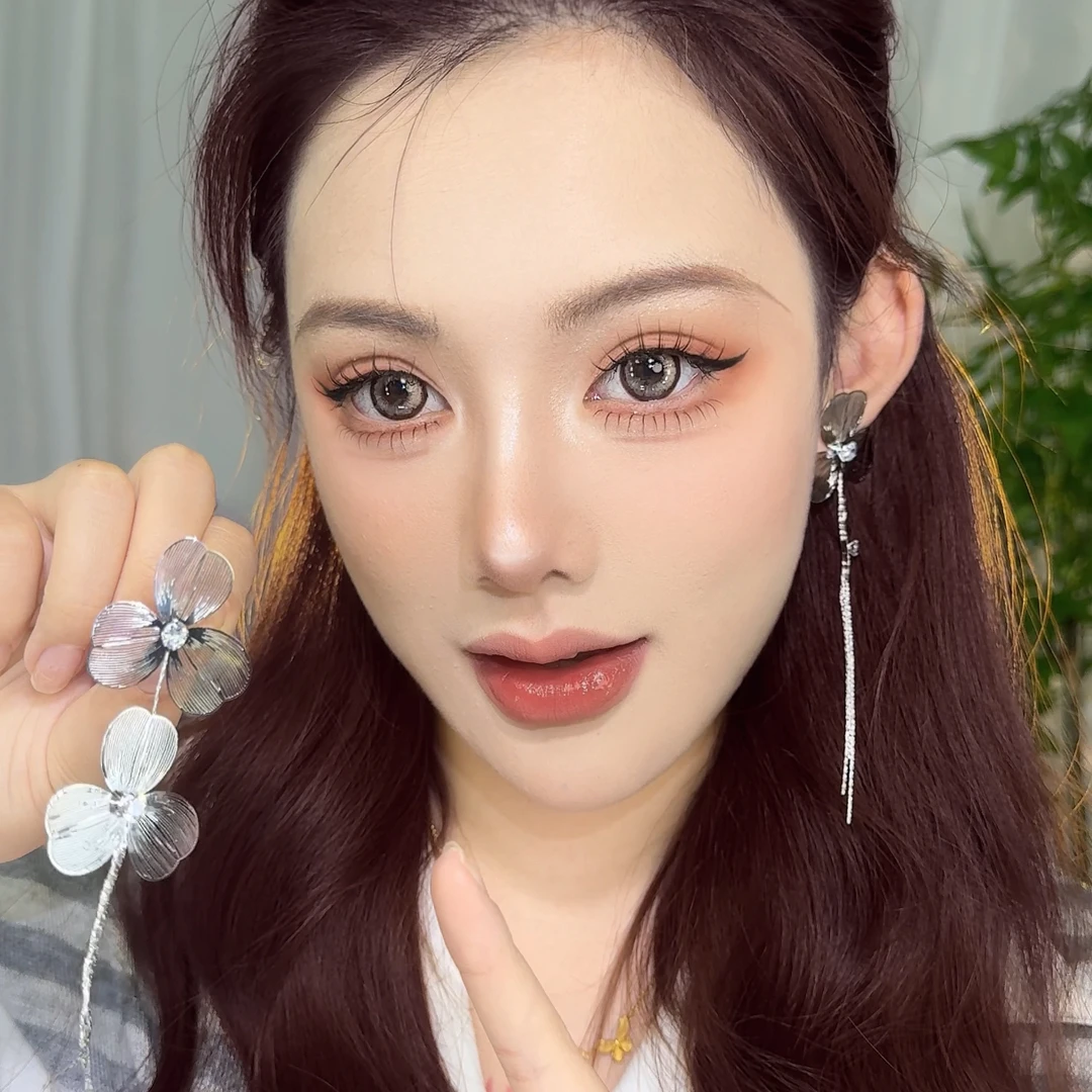 合金耳饰 甜酷小众个性镂空双花朵流苏时尚百搭显瘦气质长款轻奢