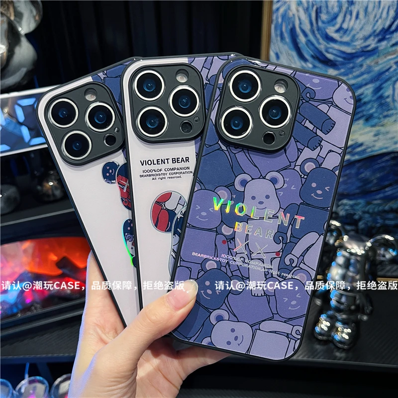 肤感烫金玻璃壳适用苹果iphone16/华为荣耀/OPPO/VIVO/小米手机壳