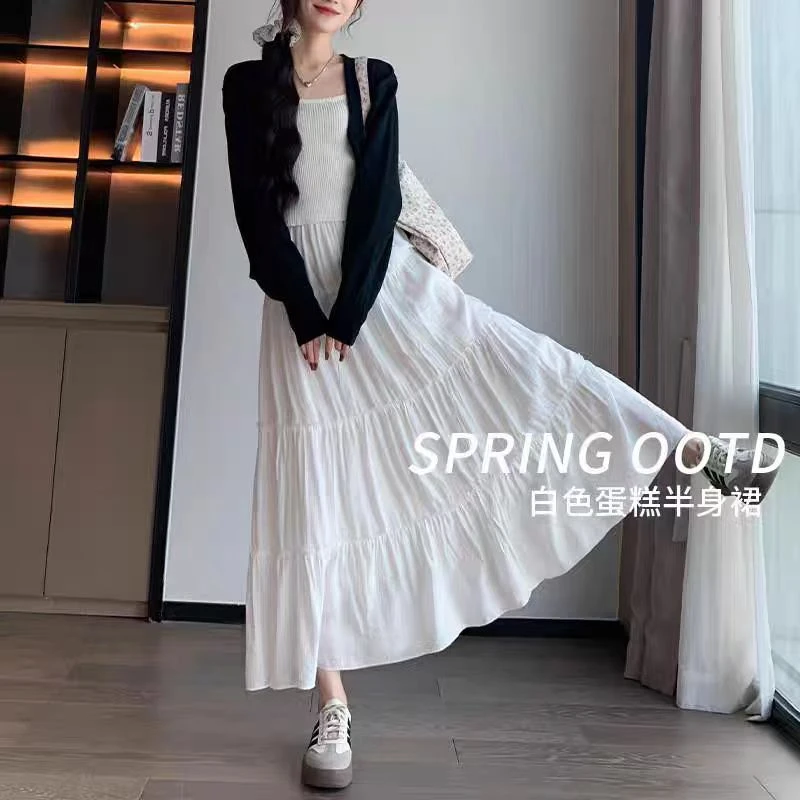（现货）显瘦拼接半身裙夏季新款大码胖mm甜美蛋糕裙中长款裙子204