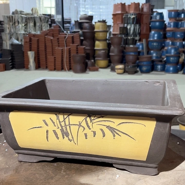 紫砂宜兴紫砂黄色马槽31