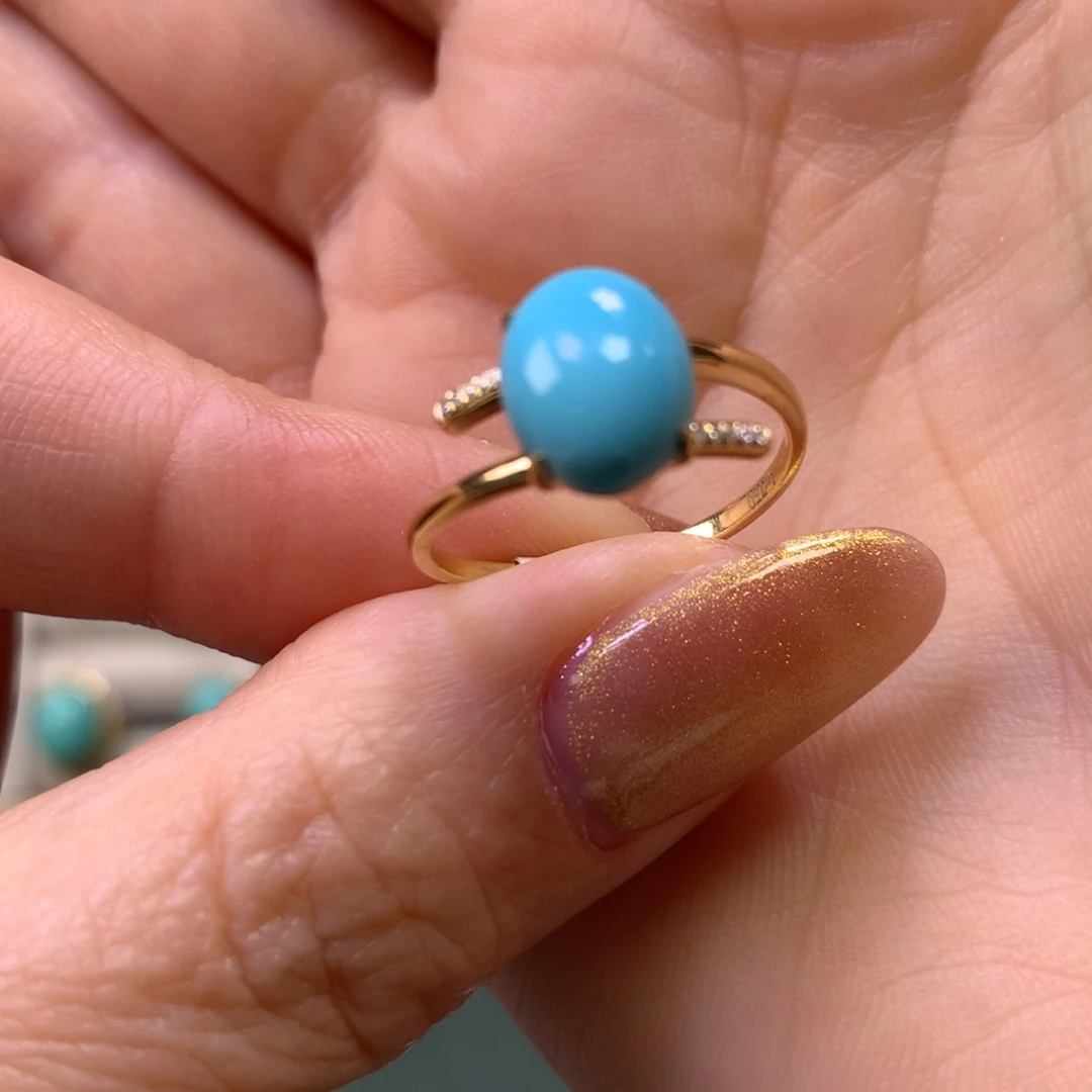 绿松石戒指18K金镶嵌