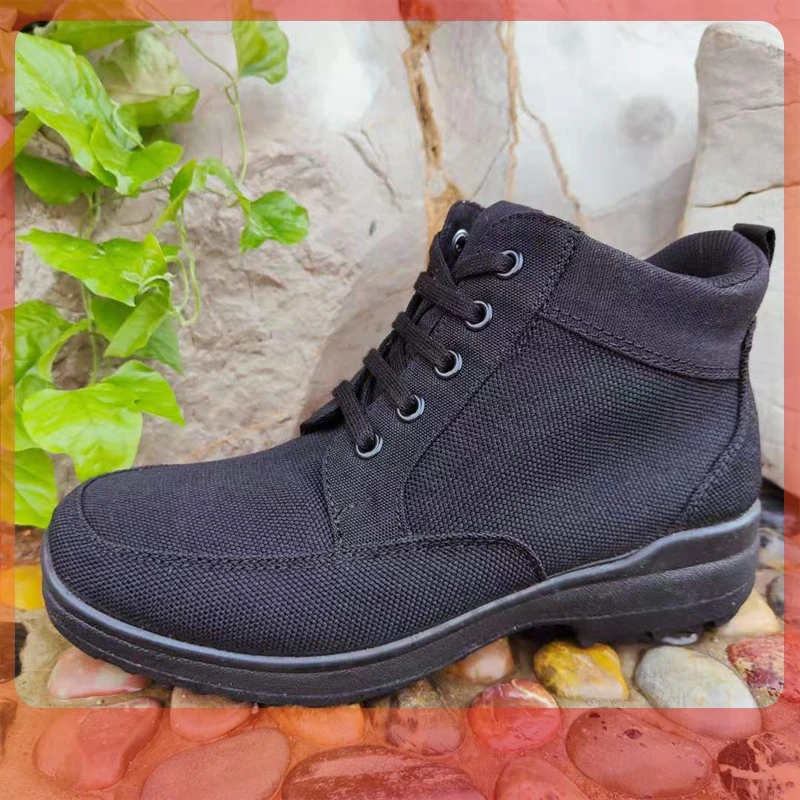 老式经典05棉鞋黑色帆布棉靴冬季防寒靴男羊毛靴加绒保暖中年雪地