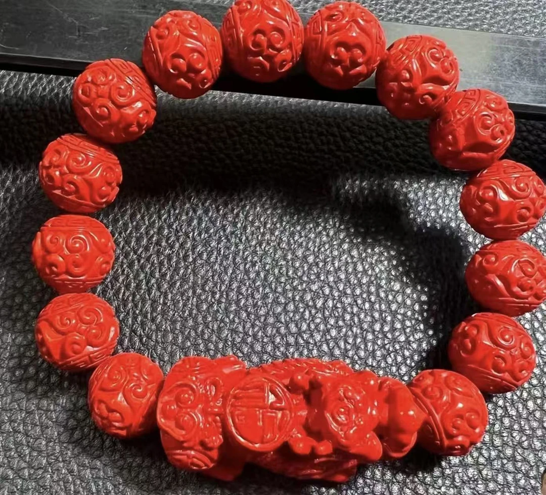含辰砂工艺品q-S6081卡12左右-朱砂貔貅手串