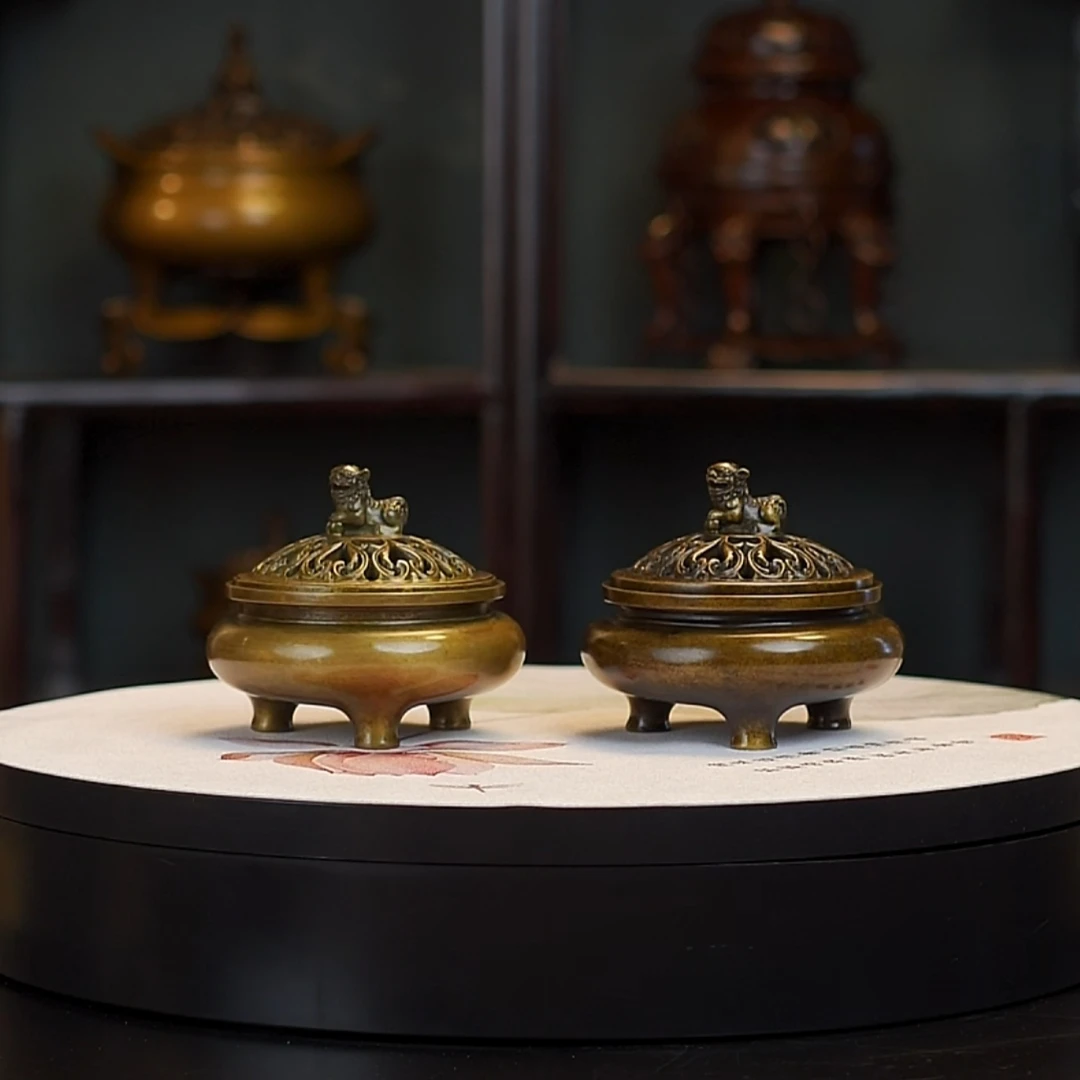 李迎春手工非遗铜香炉 狮钮鬲式熏炉 苏工纯铜精炼失蜡铸造