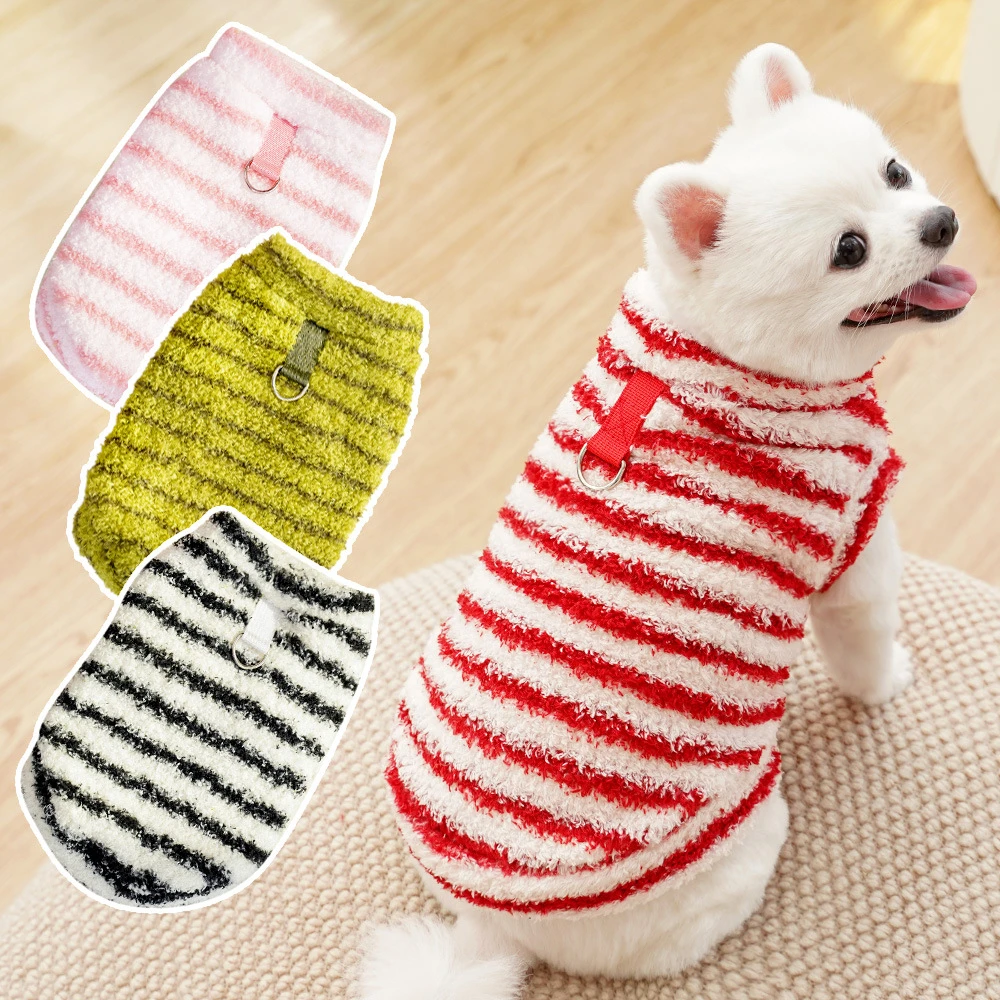 新年宠物衣服秋冬无毛猫服毛绒狗狗金毛猫咪用品条纹柯基法斗矮脚