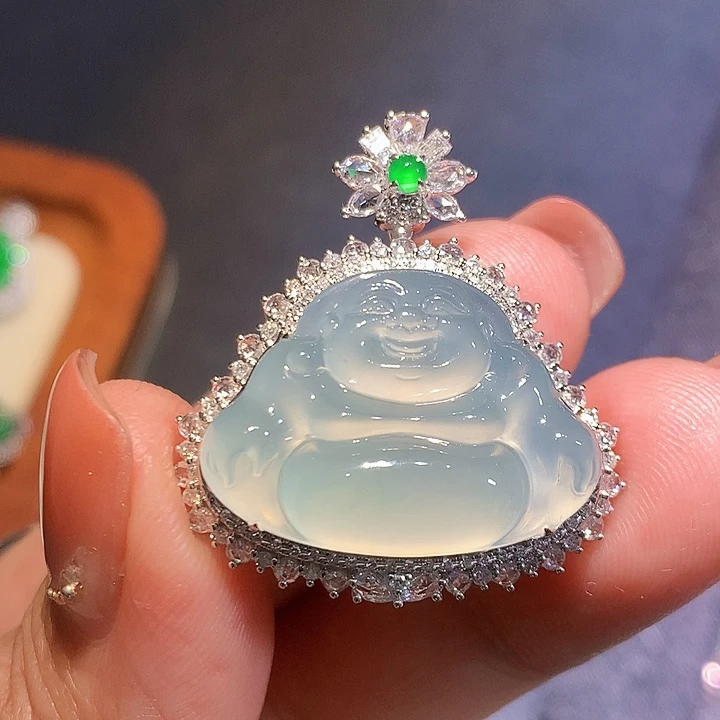 翡翠18K金镶嵌吊坠(不含链)