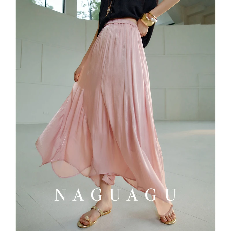 【珠光花瓣裙】優质缎感面料 不规则裙摆灵动夏季裙子女FY2BQ0211