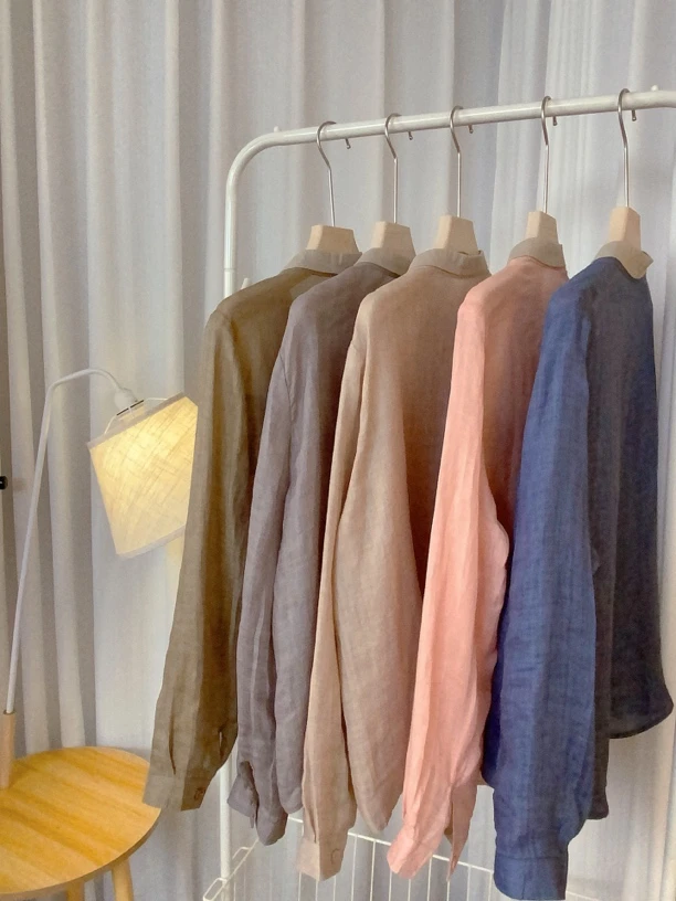 【YM 苎麻长袖】春季新款文艺女衬衫宽松休闲百搭长袖上衣纯色时尚