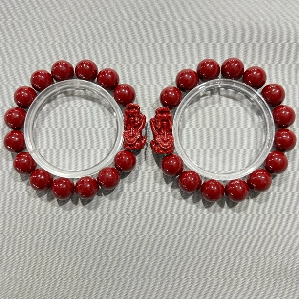 含辰砂工艺品A265 卡1.4圆珠 带貔貅单圈手串（合成）