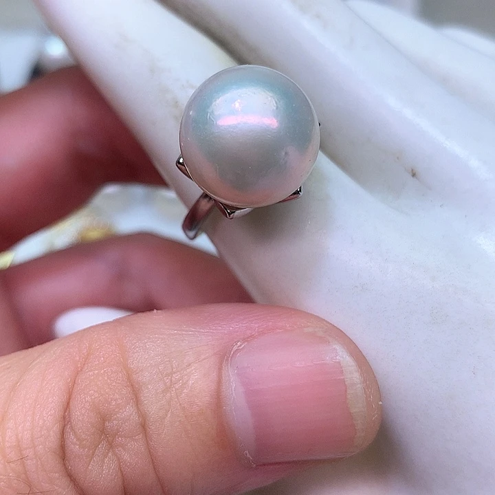 银S925镶嵌耳饰淡水珍珠