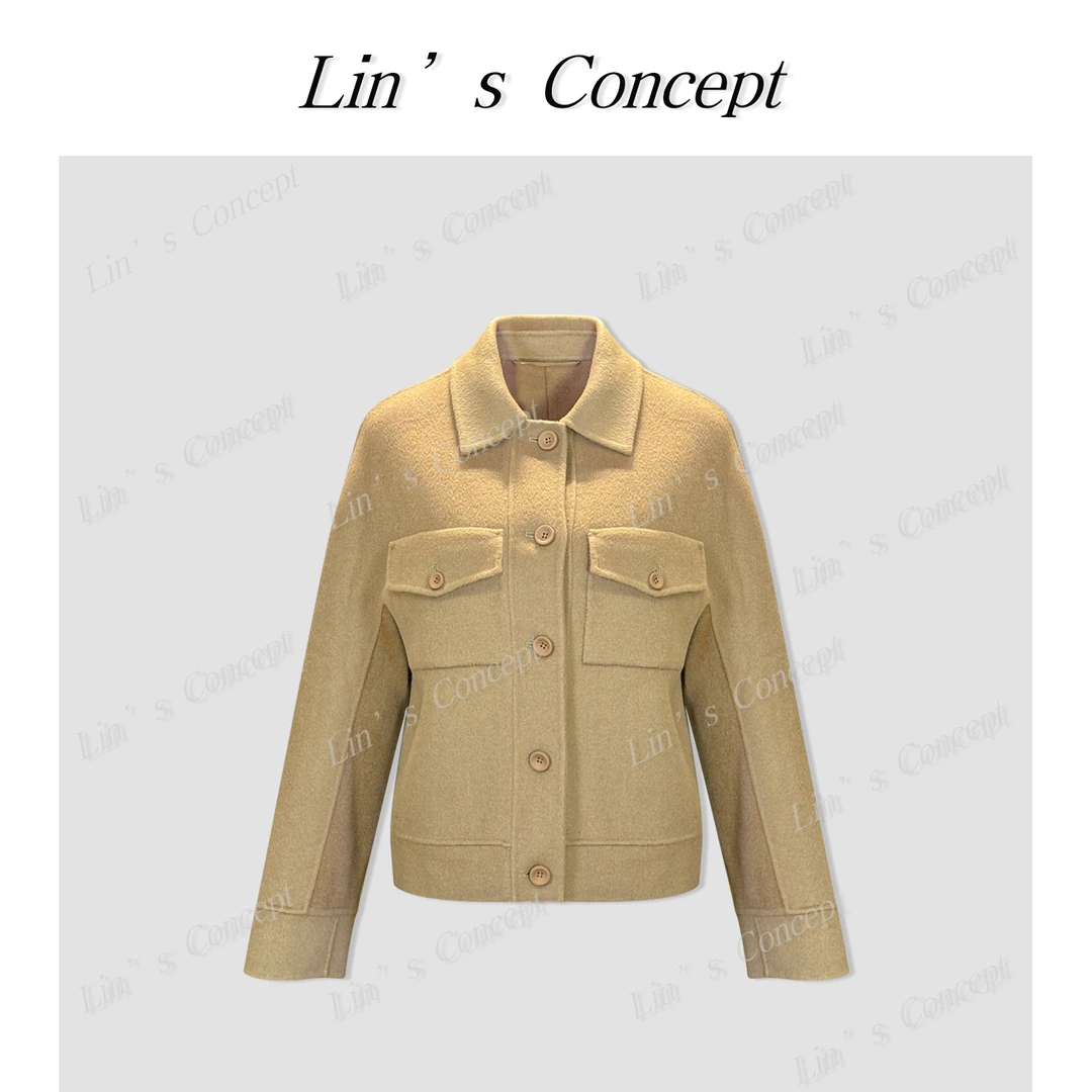 【Lin's concept】设计师翻领单排扣短款外套DL2406452