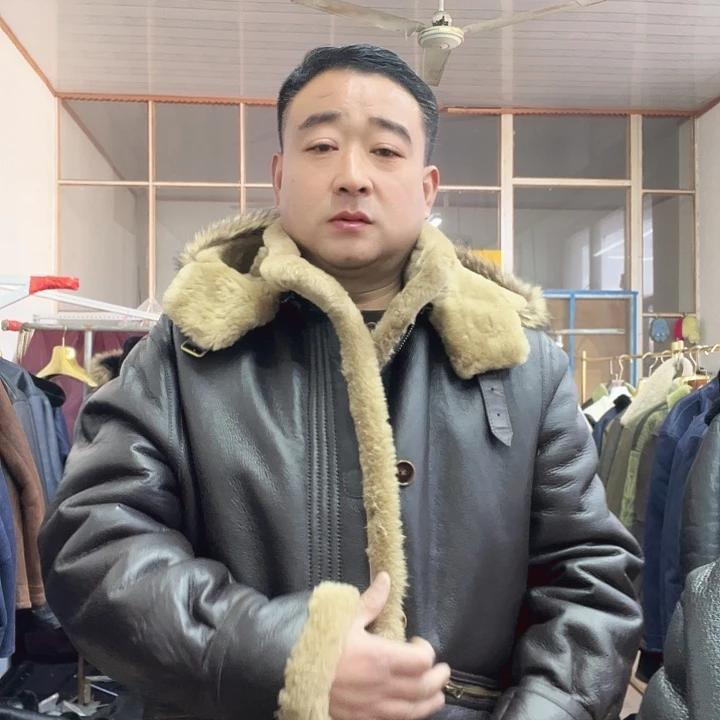 中长款棕色连帽58码皮毛一体