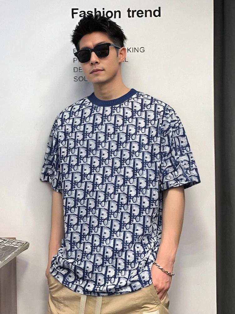 Dlor夏季新款T2083时尚潮流百搭高奢短袖男女同款轻奢痞帅男装