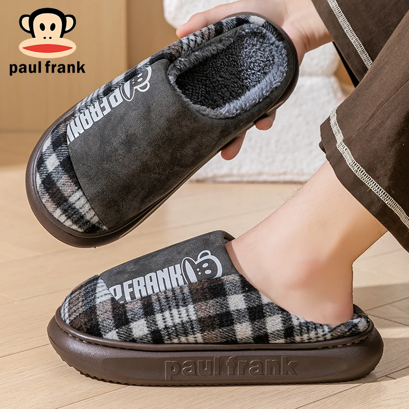 大嘴猴厚底情侣复古棉拖鞋秋冬家用室内保暖软底半包跟拖鞋女款