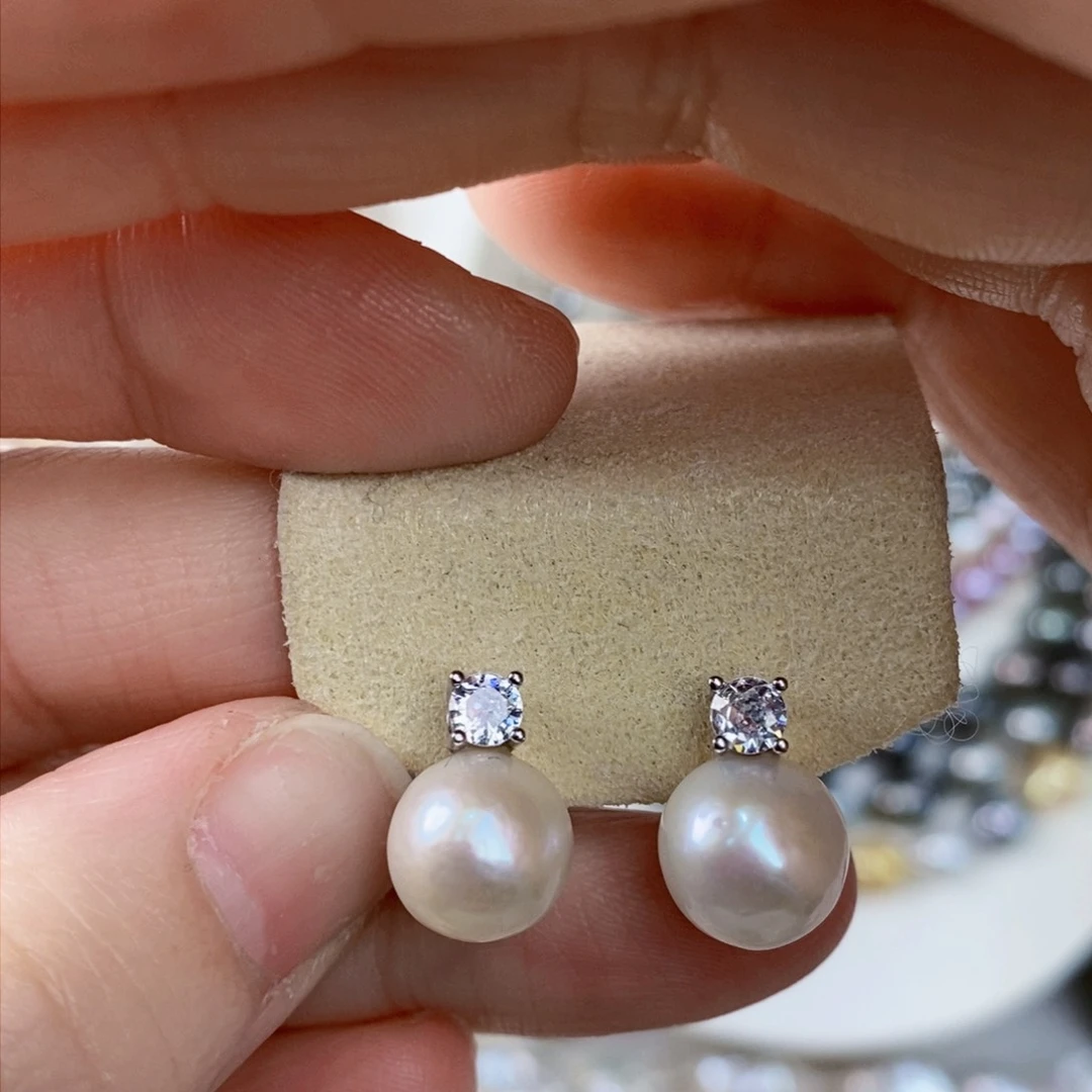 淡水珍珠耳饰银S925镶嵌