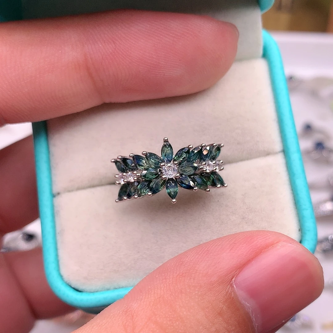 蓝宝石戒指银S925镶嵌