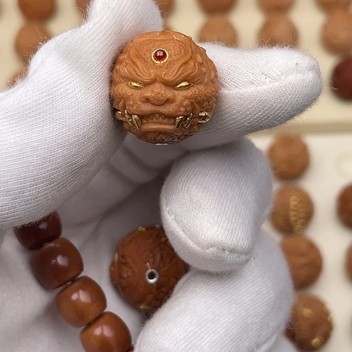 猴头核桃吊坠满工万福唐狮