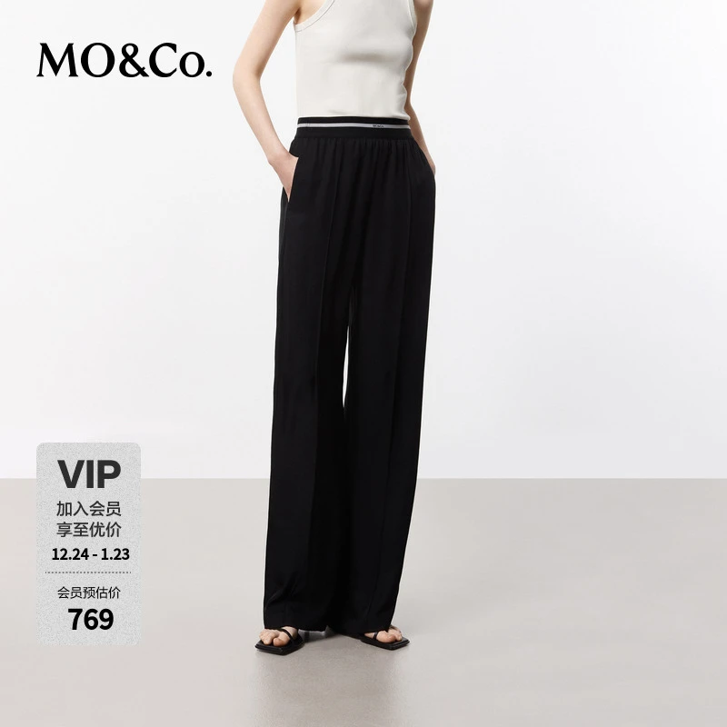 MOCO夏季【凉感三醋酸】高腰直筒阔腿裤休闲裤MBD2PATK01