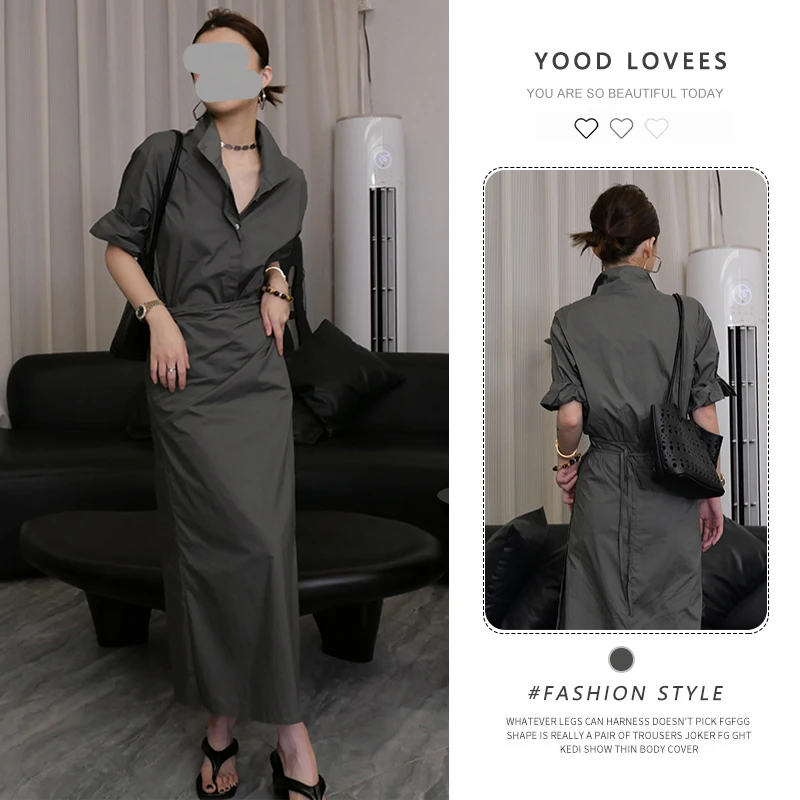 法式设计感连衣裙女2025夏季今年流行单品新款长裙通勤风衬衫裙子