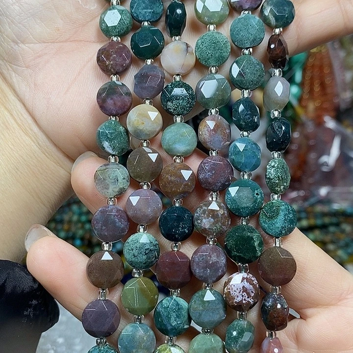 玛瑙/玉髓未镶嵌珠宝半成品天然玛瑙切面卡10mm一条