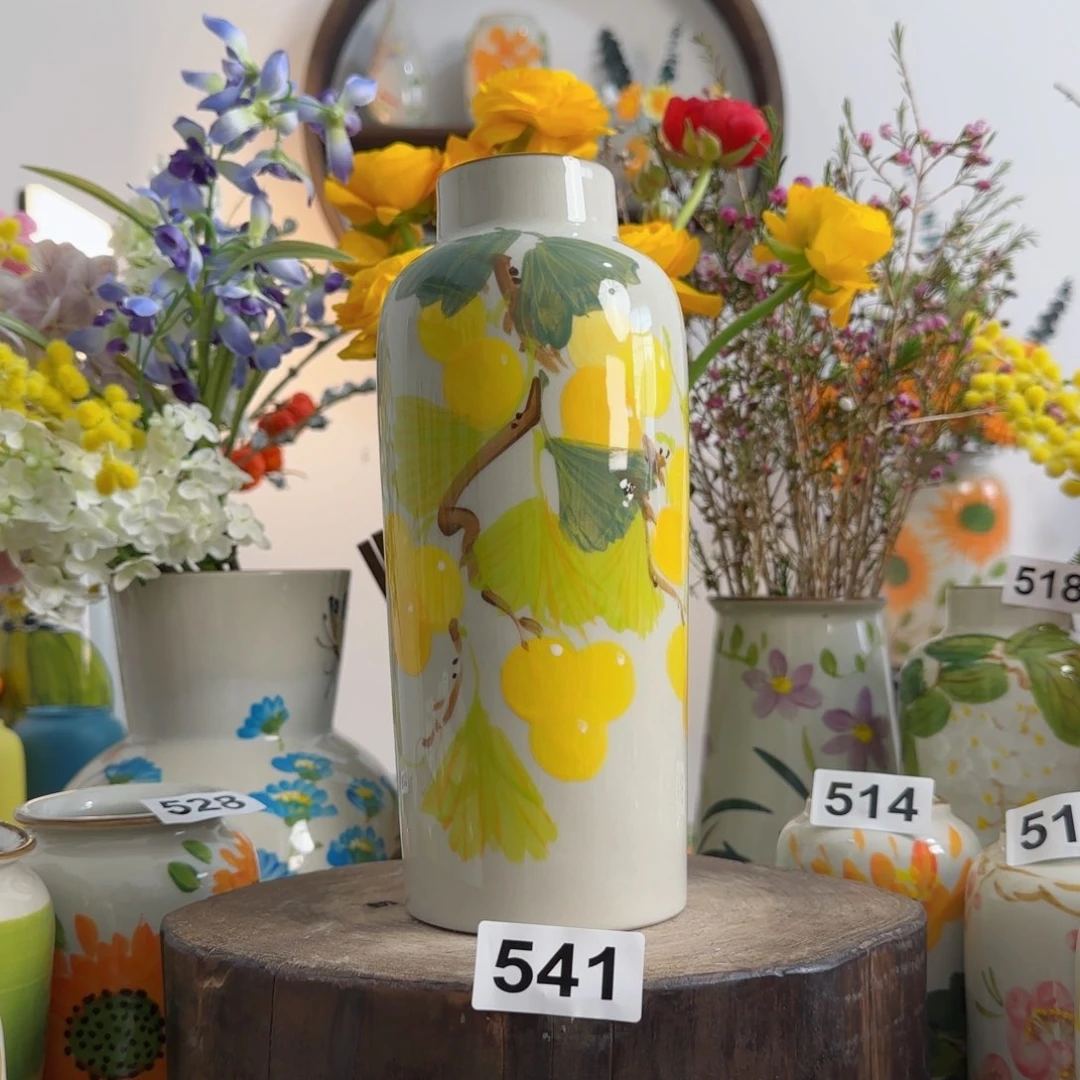 摆件景德镇陶瓷手绘小花瓶摆件无孔