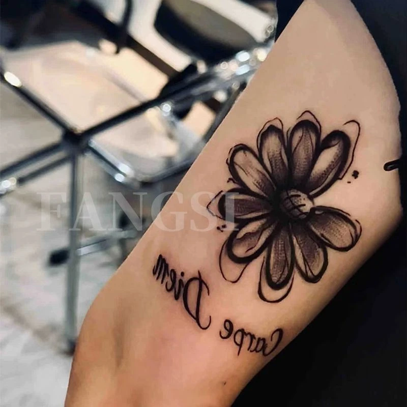 新款GD草本纹身防水防搓潮酷男女手臂锁骨逼真雏菊权志龙手腕刺青