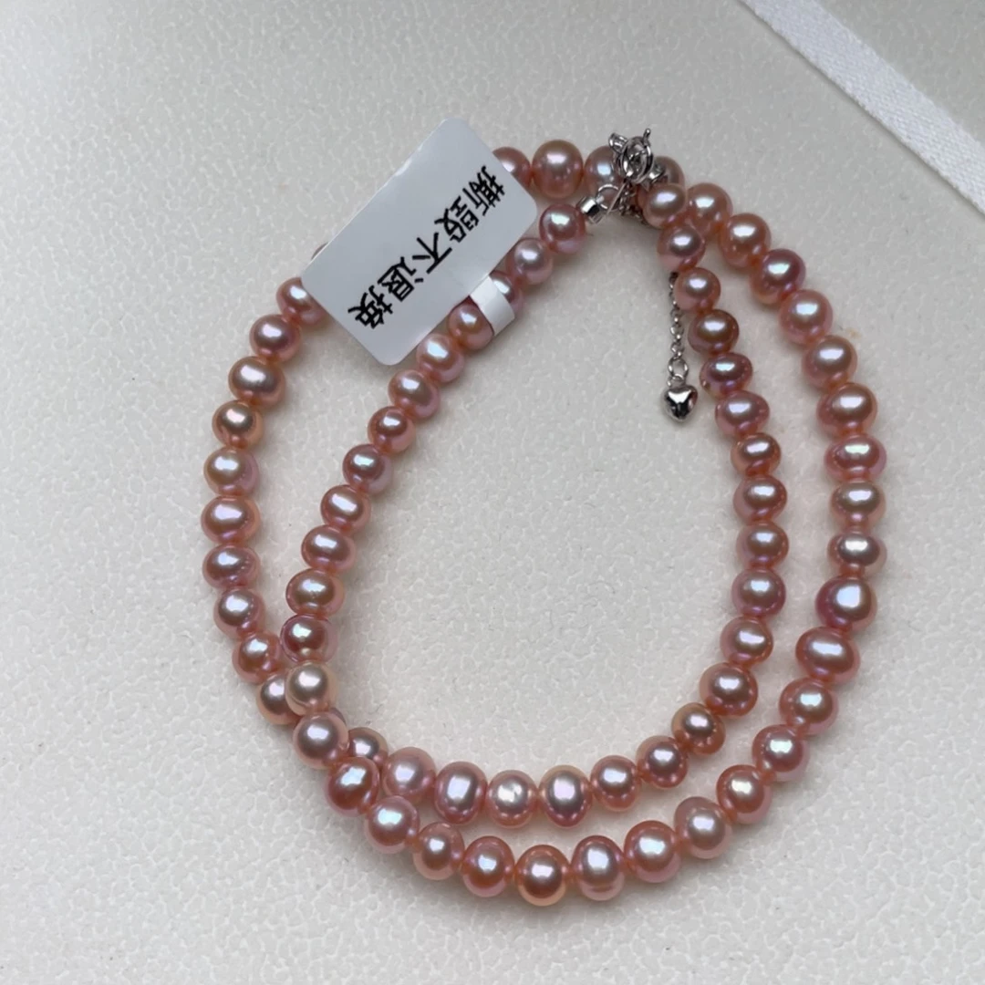 淡水珍珠银S925镶嵌颈饰6-7mm